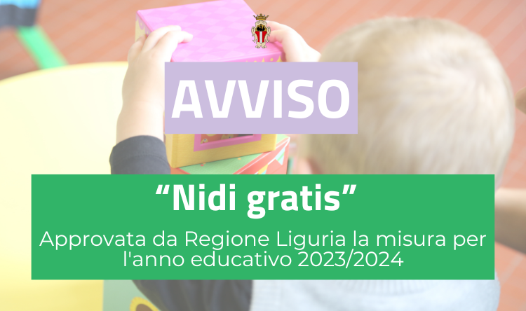 "Nidi gratis" - approvata da Regione Liguria la misura per l'anno educativo 2023/2024