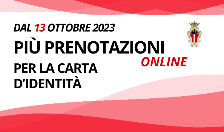 Il servizio Carte D'identità del comune di Savona aumenta la disponibilità degli appuntamenti online dal 13 ottobre 2023.